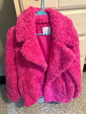 Avec Les Filles Bright Pink Faux Fur Coat